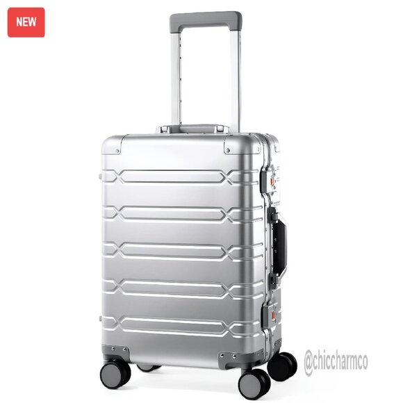 20 Inch Aluminum Carry On Luggage Hard Shell Spinner Wheels Airline Approved
